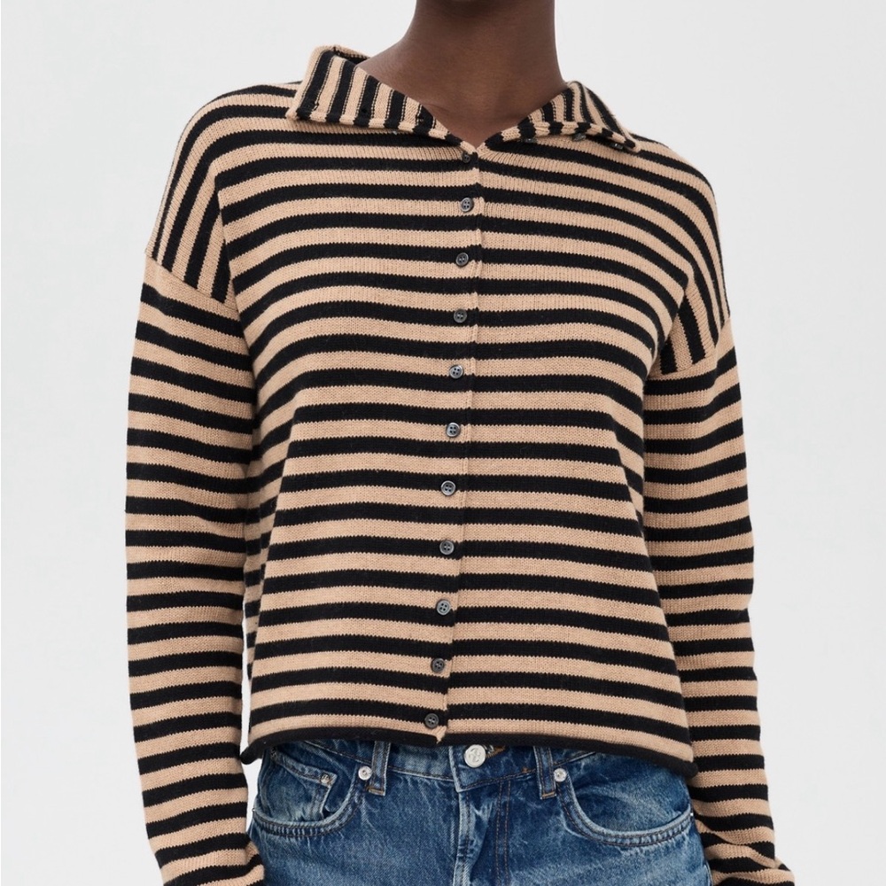 Alex Mill Black and Tan Striped Cardigan - Picture 4 of 7
